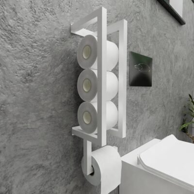 Suporte Porta Papel Higiênico Parede Papeleira Banheiro Lavabo Industrial Branco