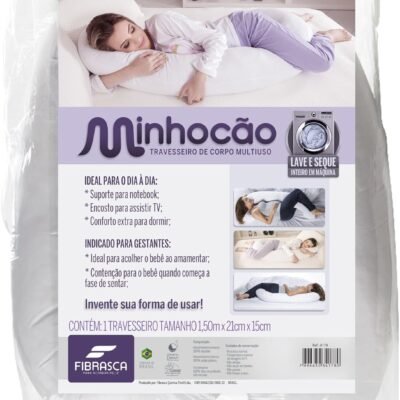 Travesseiro de Corpo Minhocão para Gestante – 21×150 cm – Fibrasca, Branco