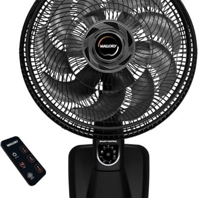 Ventilador de Parede Mallory Smart Control 140W, Silencioso, Com Controle Remoto, Hélice de 15 pás, Grade Especial em Sistema TS, Máxima Vazão e Mínimo Ruído – PR – GR – 220V