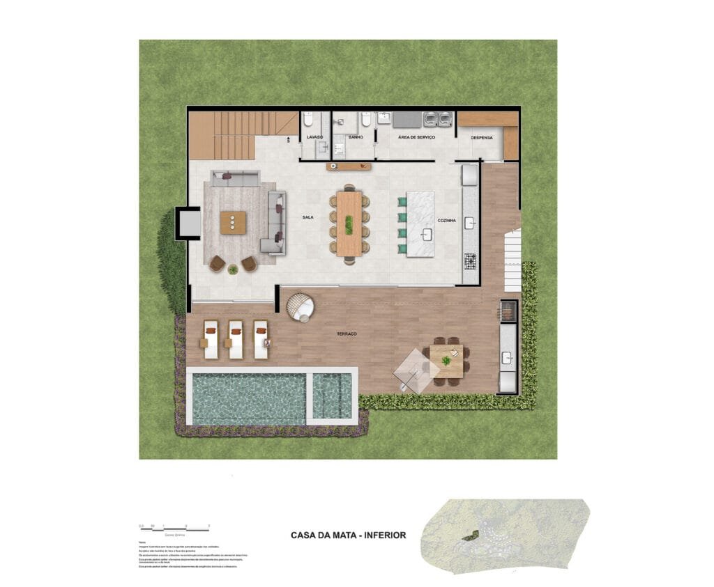 Piso inferior Casas da Mata Fazenda Bela Vista Itaipava