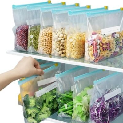 Saco Hermético – 40 Unidades Tamanho P – Saco Para Congelar Armazenar e Organizar Alimentos – Com Zip Abre e Fecha Reutilizável Livre de BPA – Saquinho Para Congelador Qualidade PREMIUM