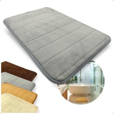 Tapete Para Banheiro Antiderrapante Soft, Absorvente e Macio para Seu Banho Seca Rápido e Confortável Luxo, Design Sofisticado e Prático (2, Cinza)