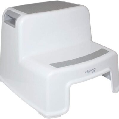 Clingo Escada Infantil Antiderrapante Dois Degraus Infantil Resistente Menino Menina/Escadinha Criança Banheiro Pia Assento Sanitario Vaso/Suporta até 80kg (Cinza)