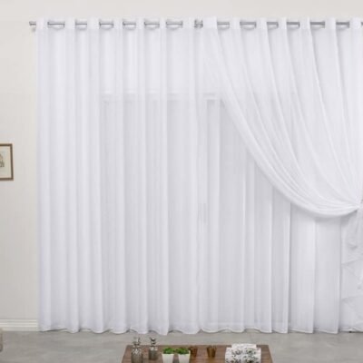 Cortina De Varão Voil Duplo Branco 6,00×2,50 Sala Quarto