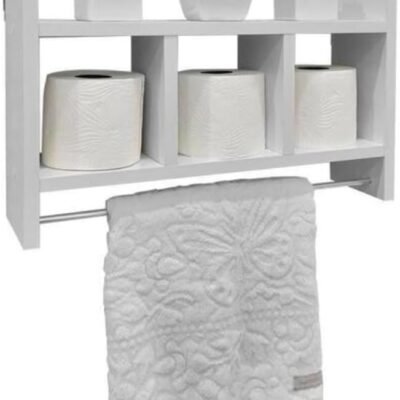 Nicho Para Banheiro Com Porta Toalha Mdf Branco e Decoração