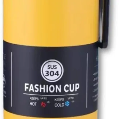 Garrafa de Água Térmica de 1L Inox Tampa Esportiva Academia Escola Trabalho Isolada a Vácuo Aço Inox 304 1 Litro Bebida Fria Gelada (Amarelo)