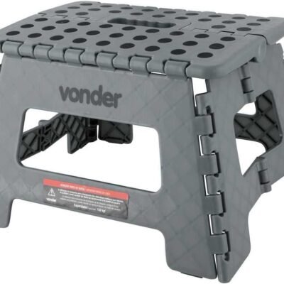 Vonder, Banqueta Plástica Dobrável, Cinza, Altura 220 Mm.