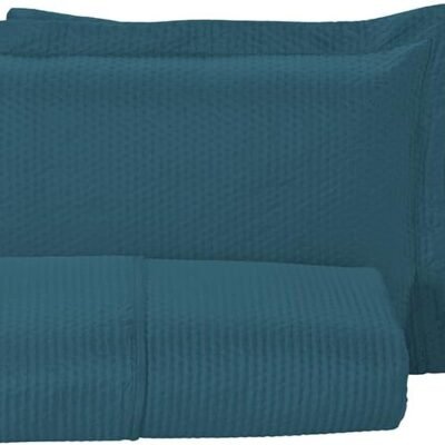 Cobre Leito Colcha Siena Dupla Face e Toque Macio Tamanhos Para Cama de Solteiro, Cama Casal Padrão, Cama Queen e Cama King Qualidade e Sofisticação (Azul, Casal Queen(260x240cm))