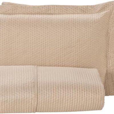 Cobre Leito Colcha Siena Dupla Face e Toque Macio Tamanhos Para Cama de Solteiro, Cama Casal Padrão, Cama Queen e Cama King Qualidade e Sofisticação (Caqui, Casal Queen(260x240cm))