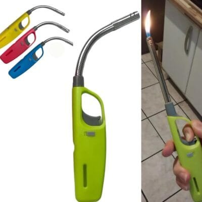 Acendedor de Fogão Vela Churrasqueira com Chama Isqueiro Recarregável a Gás, Portátil Multicor