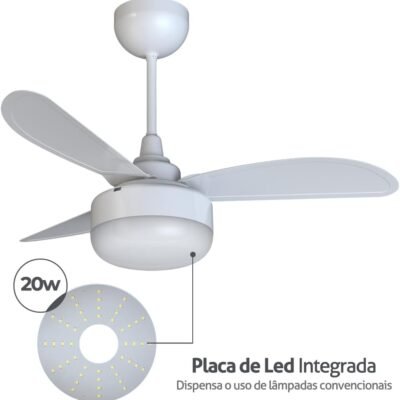 Ventilador de teto Ventisol Fenix inverter controle remoto placa led integrada