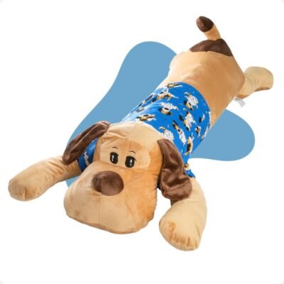 Travesseiro Corpo Xuxão 140cm Dog Almofada Dormir Gestante (Azul)