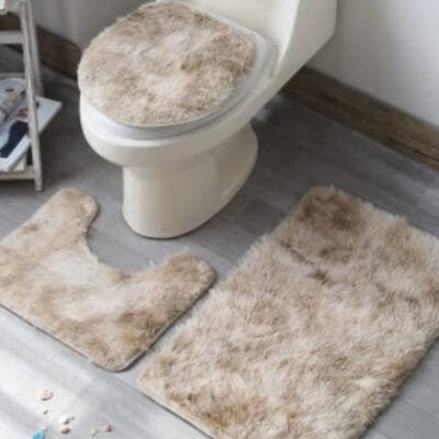 Tapete Felpudo para Banheiro, Conjunto de 3 Peças (Branco)