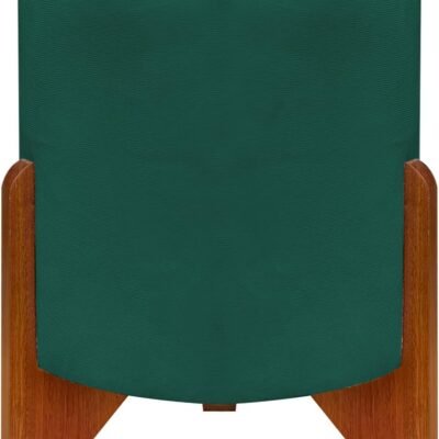 Puff Decorativo Confortável Redondo para Sala Eloah Suede Verde Pé Castanho