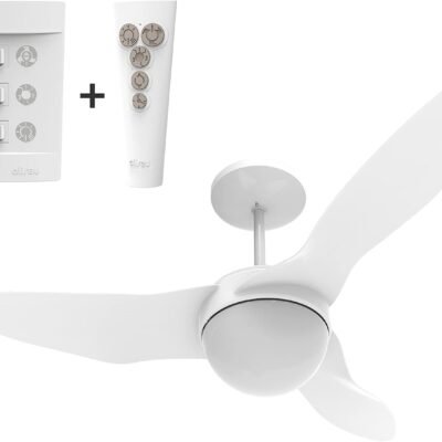 VENTILADOR DE TETO ALISEU TERRAL BRANCO PLUS COM CONTROLE REMOTO E CONTROLE DE PAREDE 127V