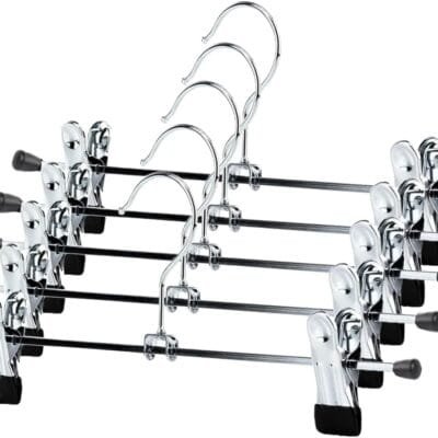 Kit 10 Cabides Presilha Metal Cromado Premium Para Saia Calça Bermuda Vestido Atacado