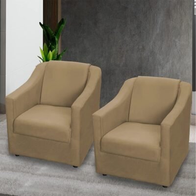 Kit 2 Poltronas Para Sala Decorativas Cadeiras Reforçadas Para Recepção Consultório Escritório Pé Cromado Suede Nude – Clique E Decore