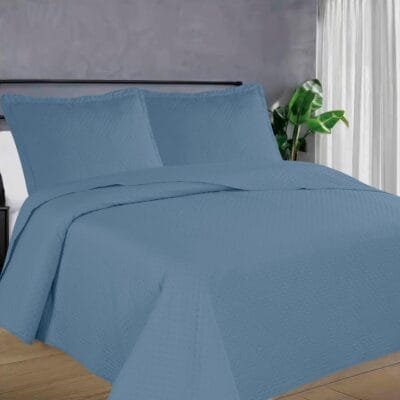 Cobre Leito Queen 400 Fios (Azul, Queen 3 peças)