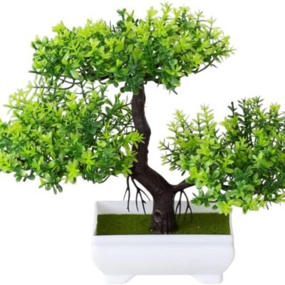 Bonsai Artificial Decorativo Árvore de Enfeite para Casa, Escritório e Ambientes Internos Realista e Elegante, Decoração de Mesa ou Estante Flores Planta Artificial (Verde)