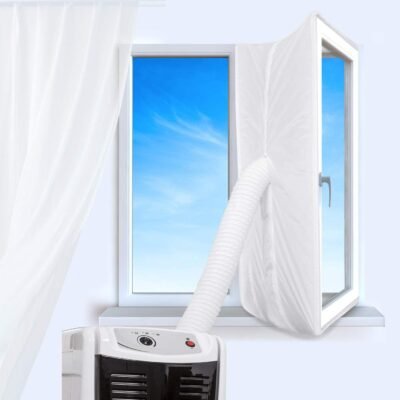 Selo de janela Aozzy para ar condicionado portátil, solução de vedação de janela economizadora de energia reduz o ar quente do ambiente externo para entrada de ar condicionado, 400cm Window