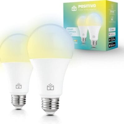 Kit Smart Lâmpada Wi-Fi Positivo Casa Inteligente, Iluminação Branca (Quente e Fria) e RGB (Até 16 Milhões de Cores), 9W, 806 Lúmens, LED, Bivolt, Compatível com Alexa e Google Assistente