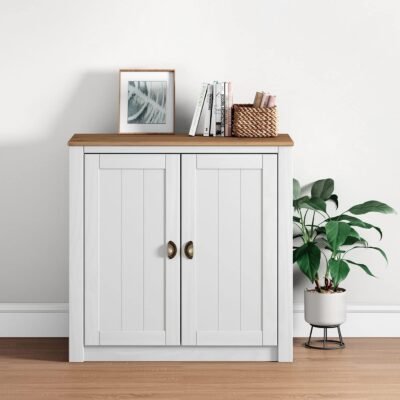 Balcão Aparador Buffet Madeira Maciça 2 Portas Bolton Branco Cera