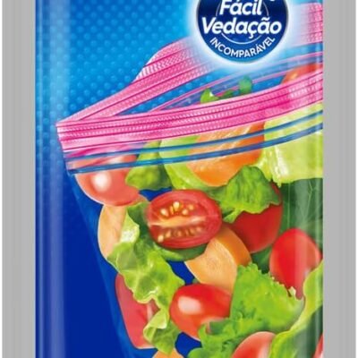 Ziploc Saco Hermético Organizador de Geladeira para Alimentos, Tamanho Grande 26,8 cm x 27,3 cm, com 19 unidades