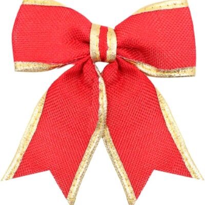 Kit 10 Peças Enfeite Árvore Natal Laço Lacinho Vermelho Dourado Brilhante 14cm