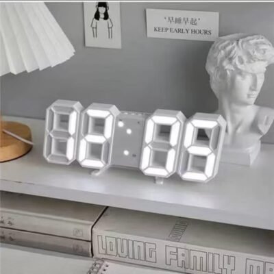 Relógio Digital 3D LED De Parede e Mesa Design Moderno Luz Noturna Decoração