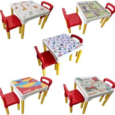 Conjunto Mesa Mesinha Infantil Com 2 Cadeiras Escolar Plástica Camaleão (Animais)