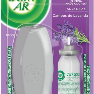 Air Wick Bom Ar Aromatizador Click Spray Aparelho + Refil Campos De Lavanda 12Ml