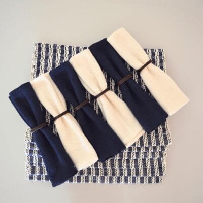 Kit Jogo Americano Azul Com Cru 6 lugares Mesa Posta De Luxo Tear Mineiro Artesanal 100% Algodão