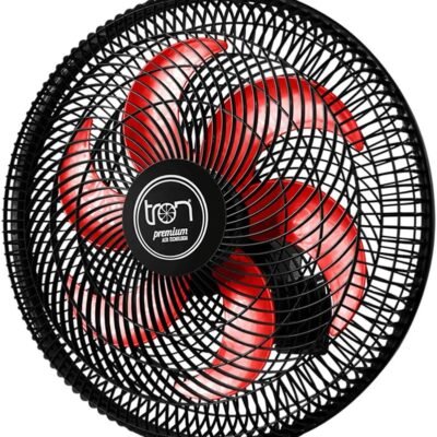 Tron Ventilador Oscilante de Parede, Preto/Vermelho, 140 W