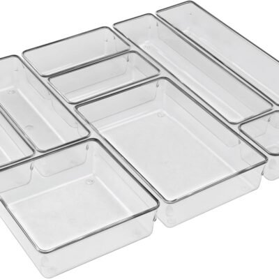 Organizador Modular Acrimet para Gavetas, Bancadas e Armários, Plástico Transparente, Kit com 10 Potes Tamanhos Sortidos