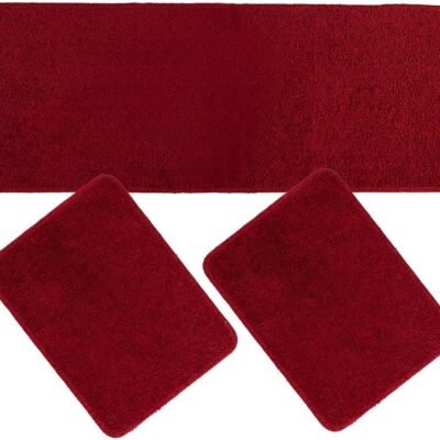 Jogo de Tapete para Cozinha Passadeira 3 Peças Antiderrapante Belo Cotton (Vermelho)