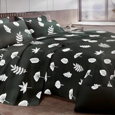 Jogo de Lençol de Cama Casal Normal, 4 Peças, 100% Algodão, 1200 Fios, Estampado Importado (Marrom Ramos)