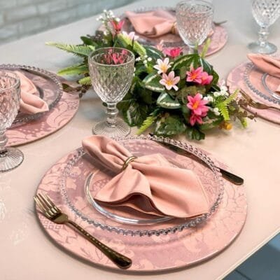 Sousplat completo Mesa posta Kit 6 lugares 35 cm MDF (147-Rose)