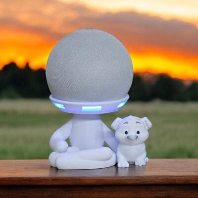 Suporte para Alexa Echo Dot 4, Echo Dot 5 ou Dot 3. Escultura Robert cachorro ou gato. Presente, decoração, Miniatura, stand Amazon