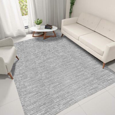 Tapete Sala Quarto Antiderrapante 2,00 x 3,00 Grande Mesclado Cinza Decoração Rústico Artesanal Jacquard Neutro Minimalista Praticidade Limpeza Lavável