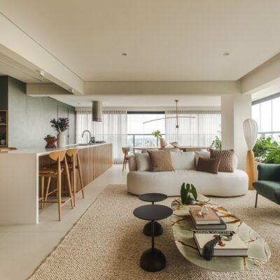 Descubra o Encanto de um Apartamento de 170 m² com Ilha de Muxarabi e Materiais Naturais