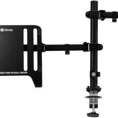 Suporte Duplo de Aço para Notebook e Monitor Zinnia SNT10 | Braço Multiarticulado | Rotação Horizontal de 180 Graus | Capacidade até 8 kg | Ajustável e Ergonômico | Preto