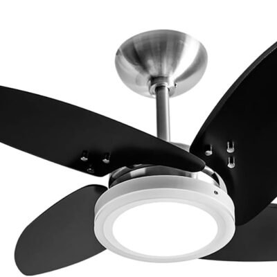 VENT AZZAM LED 220V 4P CLM AT ALUMINIO ESCOVADO PAS PRETAS 130W