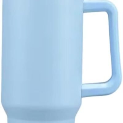 Copo Garrafa Térmica em Aço Inox Com Alça e Canudo 1200ml (Azul)