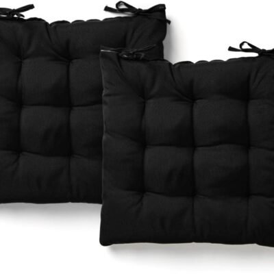 Kit 2 Almofadas Assento Cadeira Futton Futon 40x40cm Cores Diversas 100% Poliéster (Preto)