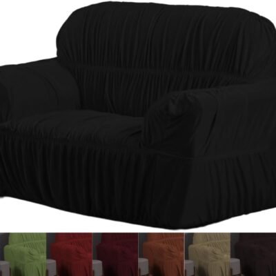 Capa de Sofá Malha Gel 21 Elásticos Antiácaro – 3 Lugares, 2 Lugares, Kit Completo (Preto, 2 Lugares)