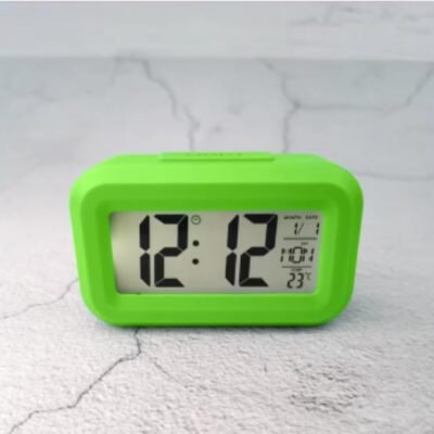 Mini Relógio Despertador de Mesa Digital inteligente Com Botão de Soneca Calendário Temperatura Luz Noturna – Tubarão Stores. (Verde)