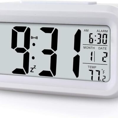 Relógio Digital de Mesa com LCD, Alarme, Calendário e Temperatura, 4 Cores Disponíveis (branco)