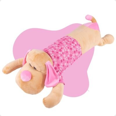 Travesseiro Corpo Xuxão 140cm Dog Almofada Dormir Gestante (Rosa)