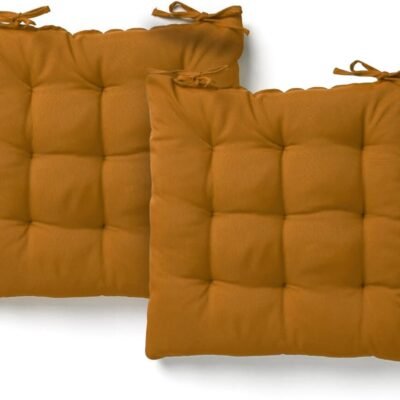 Kit 2 Almofadas Assento Cadeira Futton Futon 40x40cm Cores Diversas 100% Poliéster (Mostarda)