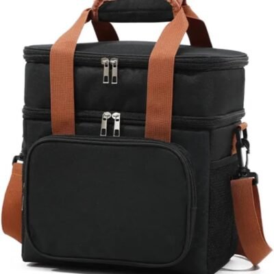 Bolsa Termica Marmita Lancheira Grande Alça Ombro Trabalho Passeio Academia Dois Andares (Bolsa Preta)